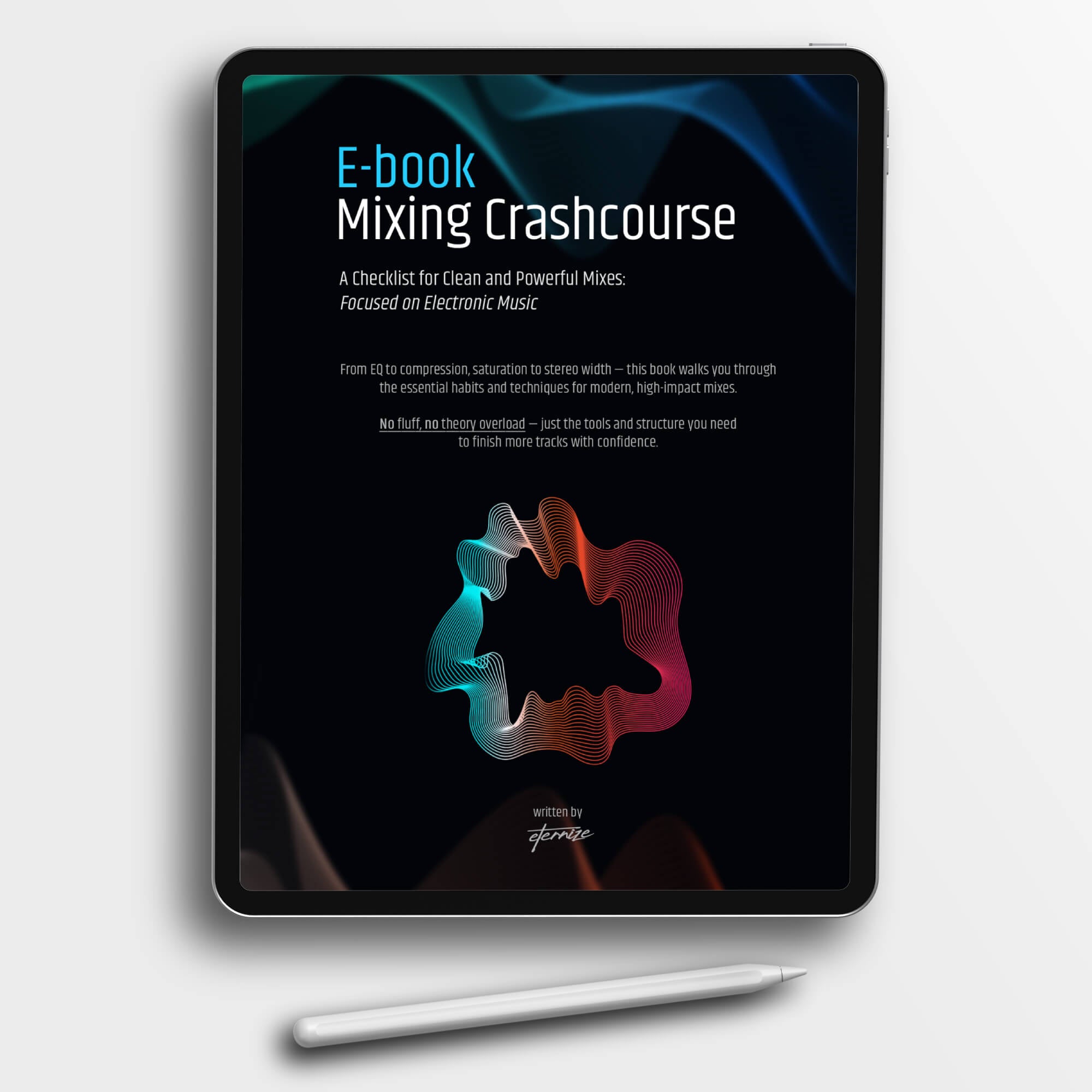 Eternize E-book Mixing Crashcourse on a tablet with pen