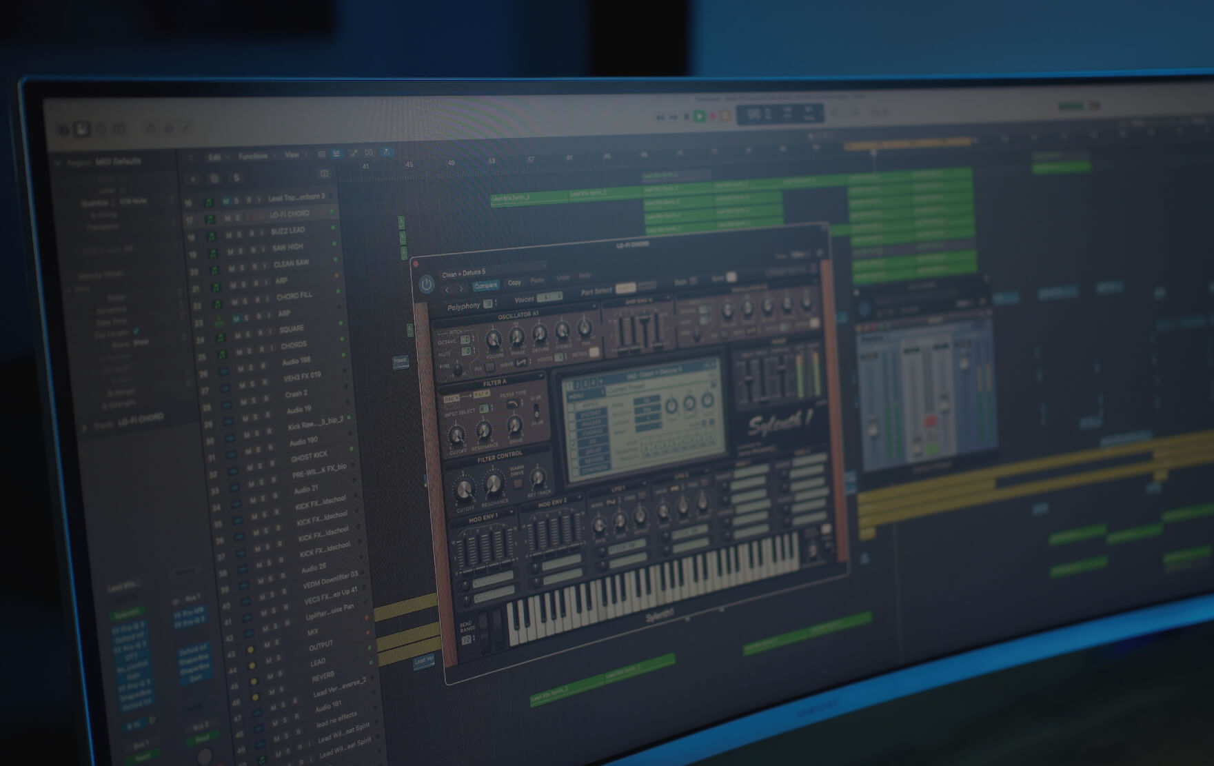 Screen showing music production session with Sylenth1